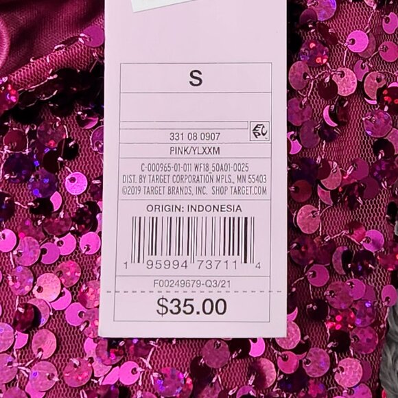 Wild Fable Mini Dress Womens S Pink Sequin With Adjustable Straps & Side Slit - Picture 4 of 16